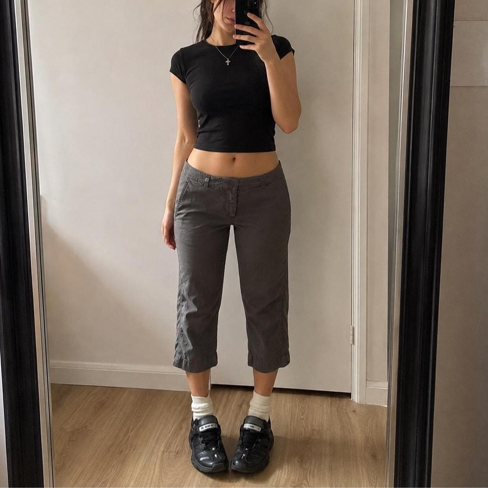 Mexx Brown Cropped Chino Capris Low Rise Women 8 Minimalist Quiet Luxury Indie